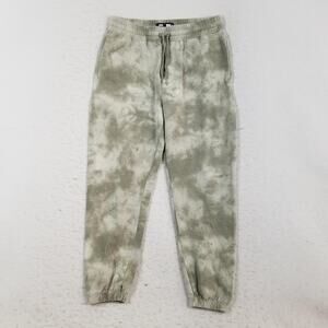 RSQ Jogger Pants‎ Mens Medium Green Tie Dye Fleece Sweatpants Lounge Casual